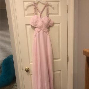 Pink long prom dress